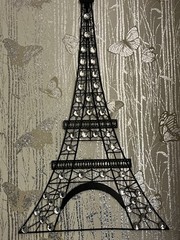 Large Eiffel Tower Metal Wall Decor Rhinestone Paris Art 30in Black