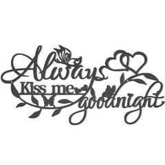 Metal Wall Home Decor Word Sign, Always Kiss Me Goodnight Art Butterflies Lov…