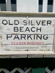 Old Silver Beach Parking Sticker Required Town of Falmouth Painted Wood Sign