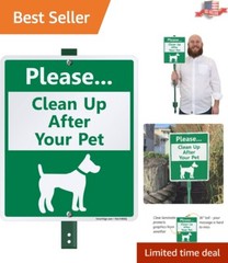 Weather-Resistant Dog Poop Sign 12×10″ – Attached 3′ Bend-Proof Steel Stake
