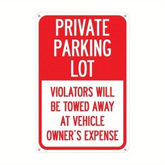 Private Parking Lot Towing Warning Metal Sign Retro Commercial Property Decor