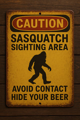 Funny Bigfoot Sasquatch Sign 8×12 Aluminum Rustic Metal Wall Decor Man Cave Beer
