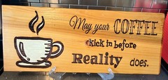 Wood Hanging Coffee Sign for Coffee Bar Wall Decor Station Board Plaque 18×7