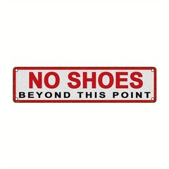 No Shoes Beyond This Point Distressed Metal Tin Sign Beach House Entrance Plaque