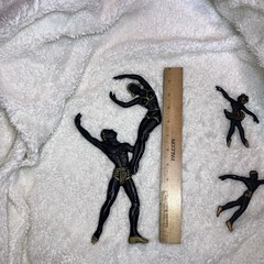 VTG.MCM 3 Ballet Dancers/swimmers, Cast Aluminum? Wall Plaque Decor, Black Gold