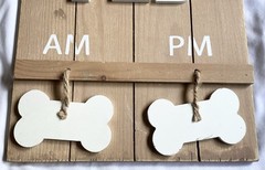 Decorative Dog Meal Scheduler Morning & Afternoon w/ Reversible Yes/No Bone