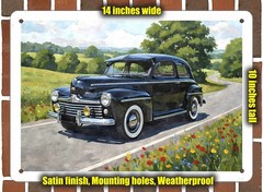 Metal Sign – 1948 Ford Super Deluxe 1 Watercolor – 14×10