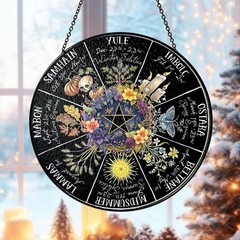 Witch Wheel of the Year Suncatcher, Seasonal Pagan Window Ornament