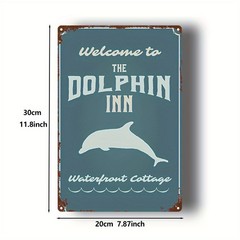 Retro Dolphin Metal Sign Coastal Cottage Decor for Any Beach or Waterfront Space
