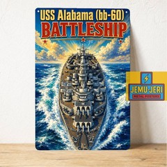 USS Alabama BB-60 Battleship Navy Metal Poster Sign 8*12″in