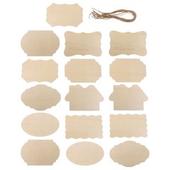 16 Pcs Blank Wooden Board Plain Hanging Door Signs Hanger Blanks