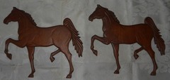 Lot of 2 Two Wood Horse Wall Decorations