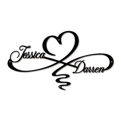 Personalized Infinity Heart Name Metal Sign Custom Wedding Anniversary Gift Deco