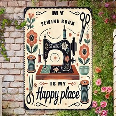 Vintage Sewing Room Metal Sign – 12.0 Inches X 8.0 Inches