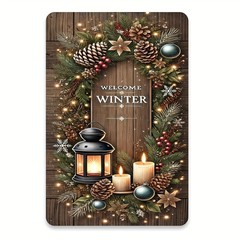 Aluminum Welcome Winter Wall Art Vintage Inspired Metal Tin Sign Holiday Decor