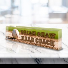 Personalized Baseball Name Plate for Desk Custom Name Clear Acrylic Glass ACS83