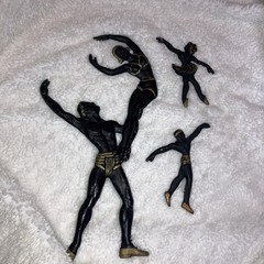 VTG.MCM 3 Ballet Dancers/swimmers, Cast Aluminum? Wall Plaque Decor, Black Gold