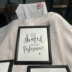 3pc Framed Wall-Mounted Bathroom Quote Signs Set, Black/White Humor Prints