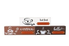 Coffee Bar Box Sign Countertop Decor Wooden Tabletop Signs14 x 3.9In tripartite
