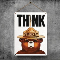 1pc/ 2pcs, Vintage Tin Painting, Cutton Bear Think Smokey Tin Metal Signs, Retro