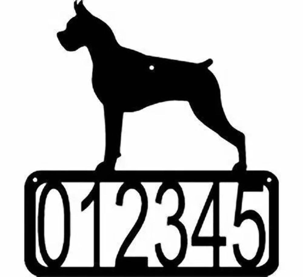 Boxer Dog House Address Sign – Made in USA