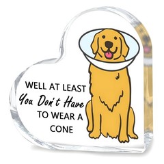 Funny Golden Retriever Acrylic Heart Decor Cute Cone Design Desk Ornament Gift
