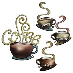 4 Pieces Metal Coffee Cup Wall Decor Coffee Bar Decor Cafe Themed Wall Art Decor