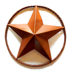 ~NEW~ LARGE “TWISTED ROPE RING WESTERN STAR” Rustic Color Metal Wall Art …17″