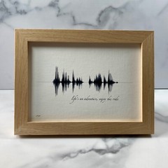 Life’s An Adventure Soundwave Framed Canvas 5 x 7 in Black White Modern Rustic