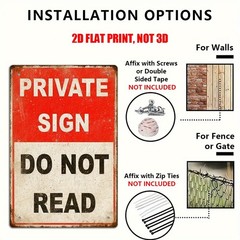 Retro Funny Do Not Read Metal Sign Garage Man Cave Private Space Wall Plaque