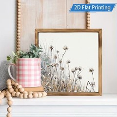 Minimal Neutral Floral Wall & Shelf Dual Use Wooden Plaque Farmhouse Plaque Gift
