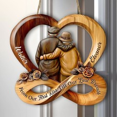 Personalized Elderly Couple Wooden Sign Infinity Love Custom Names Anniversary