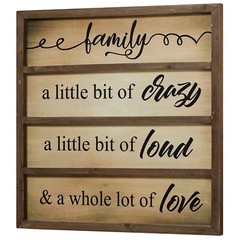A Little Bit of Family Wood Wall Plaque Natural, 25 by 25 Inches