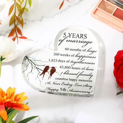 5th Marriage Gift for Parents Couple 5 Years Wedding Anniversary Souvenir Heart