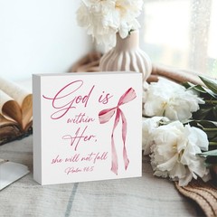 Pink Christian Bible Verse Decor, Pink Coquette Bow Room Decor, Christian Gif…