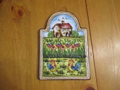 Decorative Terracotta Wall Plaque Made Italy,Country Farmyard,Nice!