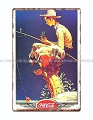 fishing retro decor fishing boy dog classic soda pop tin sign soft drink