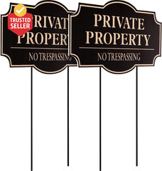 2 Pcs Corrugated Plastic No Trespassing Signs, 11.8 X 6.7 Inches, Private Proper