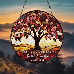 Personalized 40th Ruby Wedding Anniversary Suncatcher, 40th Wedding Anniversary
