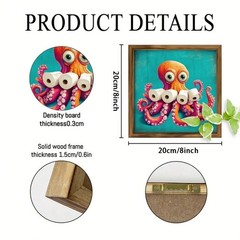 Funny Octopus Holding Toilet Paper Wooden Plaque Turquoise Bathroom Wall Decor