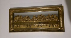 Home Interiors – The Last Supper – Gold Wall Mirror Plaque in 3D 21″x10″ – USED