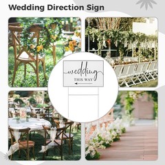 Wedding Direction Signs with H Stakes DoubleSided Printed 18×12 Inch 3 PCS