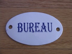 French Enamel Sign – Bureau – Small Oval Vintage Office Metal Sign