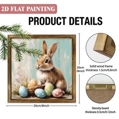 Vintage Lovely Easter Bunny Art Wooden Plaque Farmhouse Home Table Decoration