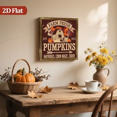 Rustic Farmhouse Pumpkin Barn Fall Leaves Wooden Sign Wall Decor Vintage Gift