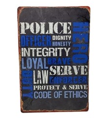 Police Officer Code Of Ethics Man Cave Decor Wall Mount Metal Sign