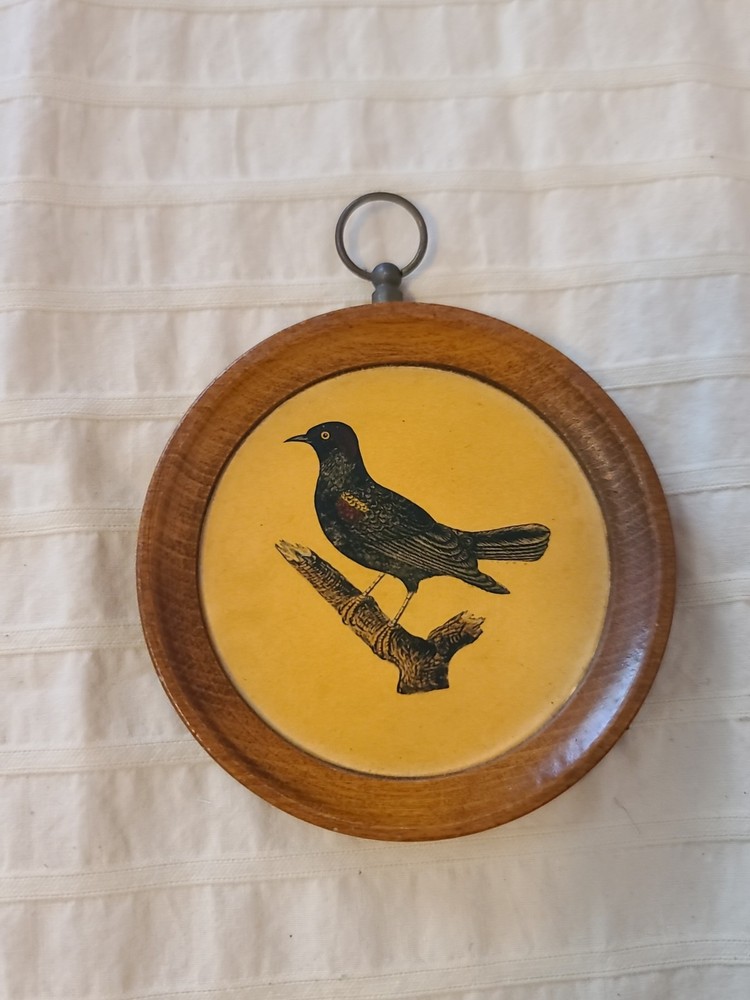 Vintage MCM Bird Wood Wall Plaque Cottage Core Decor 3.5″