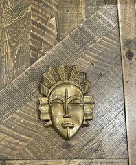 6.5″ Gold Tribal Woman’s Face Plaque African Themed Wall Hanging Female Head