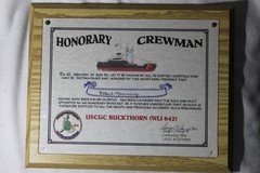 Honorary Crewman Certificate Wooden Display Plaque USCGC BUCKTHORN WLI 642