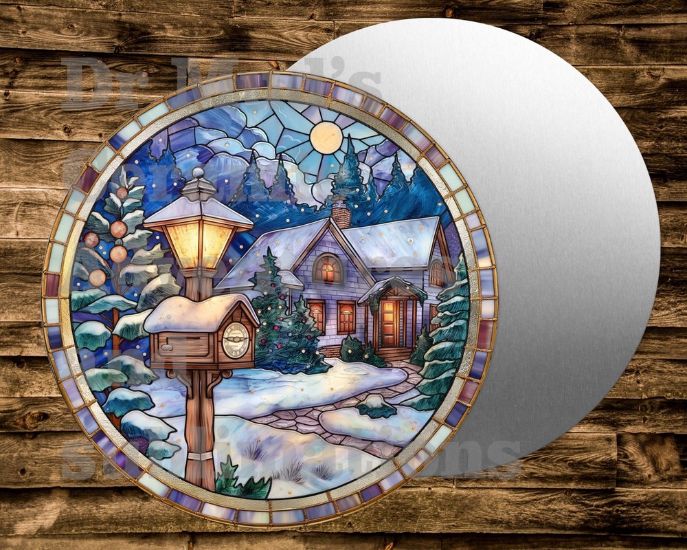 SNOW HOUSE Round metal Sign Wreaths Crafts miniatures Projects